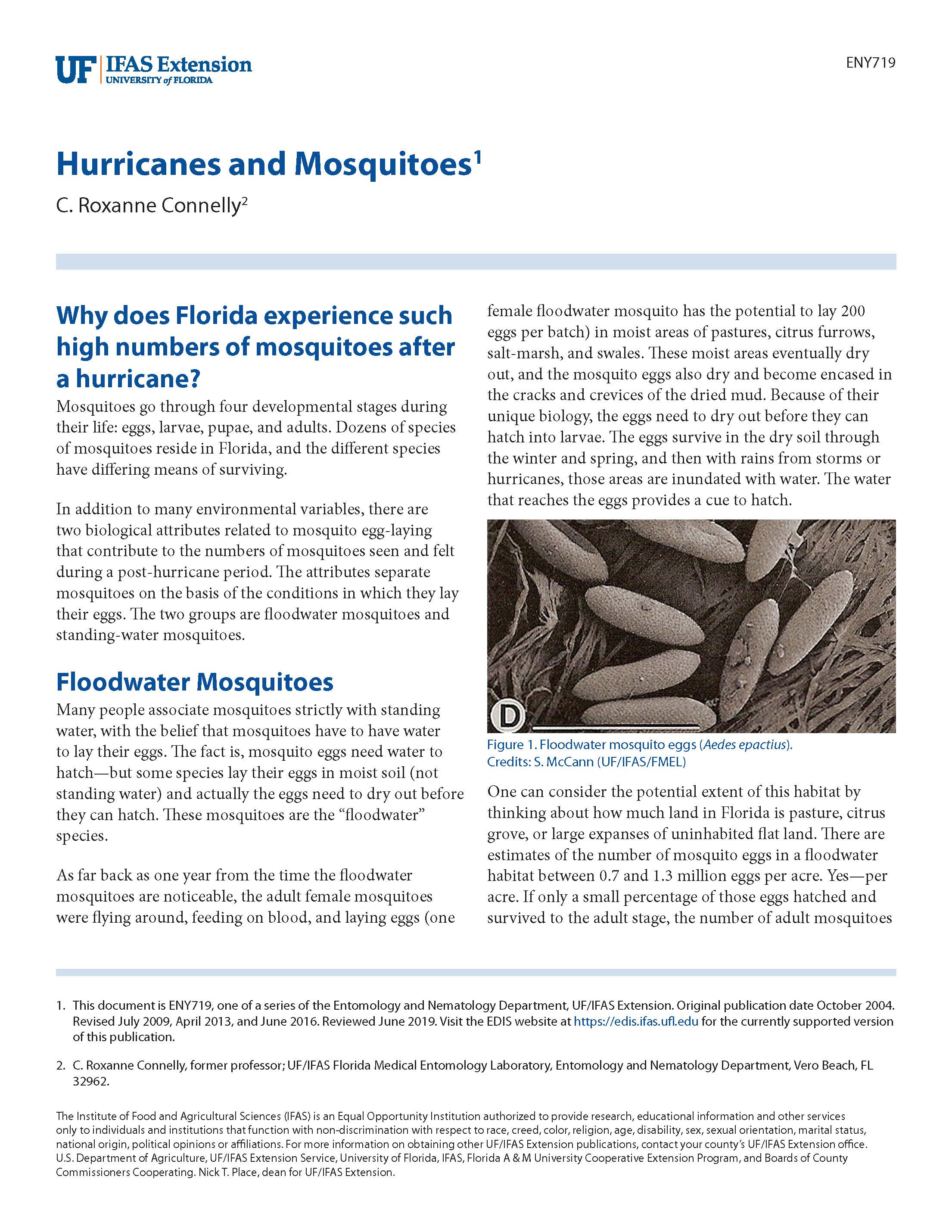 Hurricanes and Mosquitoes_Page_1 Article from Roxanne Connelly IFAS extention 